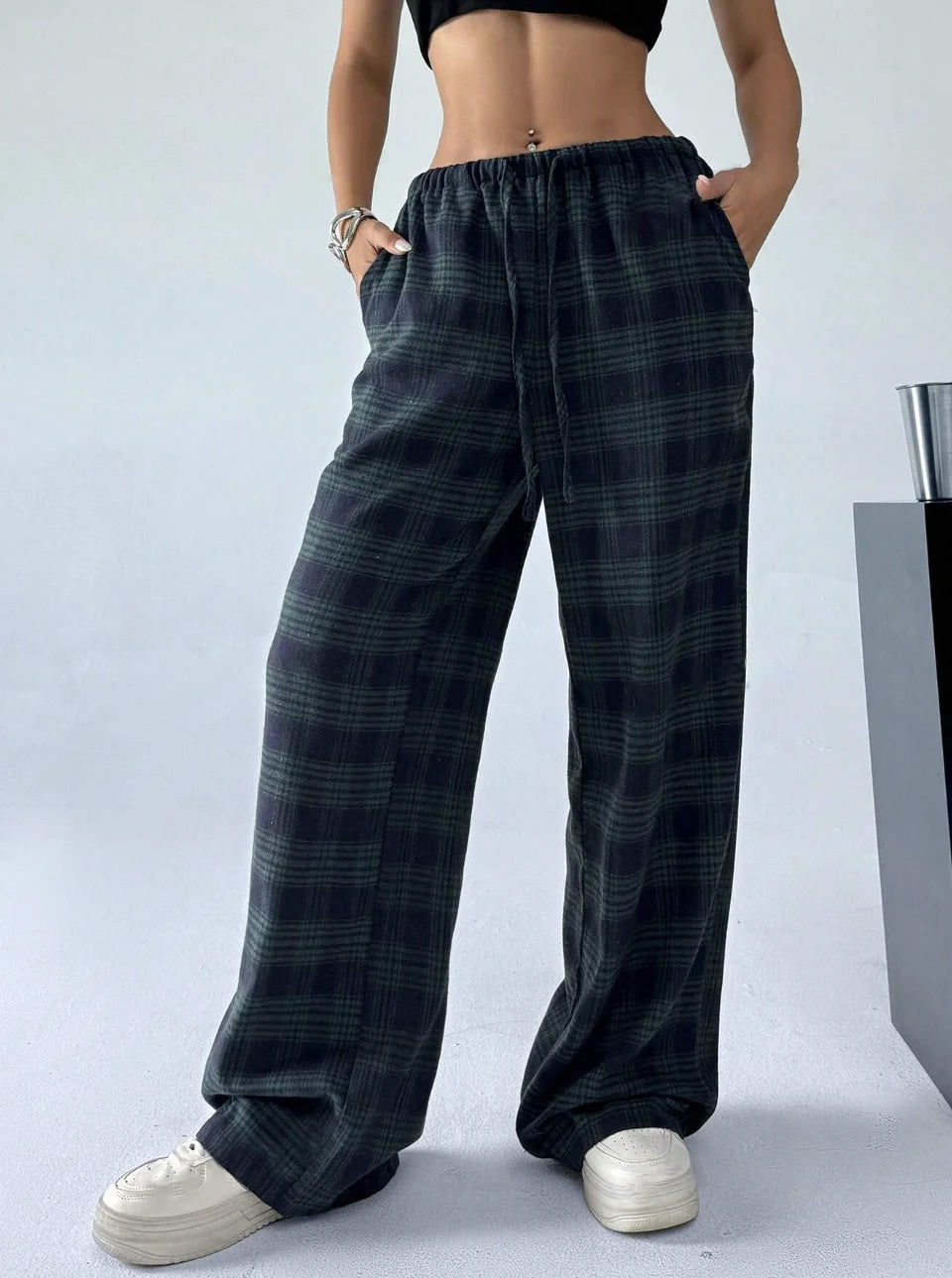 Adult long textile pants Grid Japanese Korean European and American styles casual elegant and fashionable suitable for all